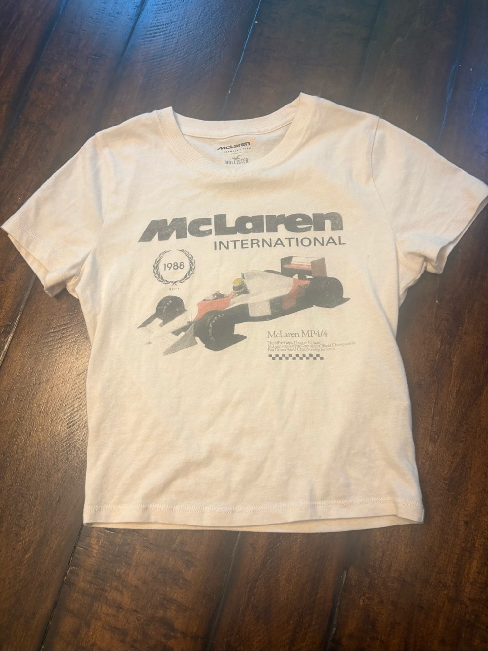 Hollister McLaren International Graphic Tee - White with Black & Red Print